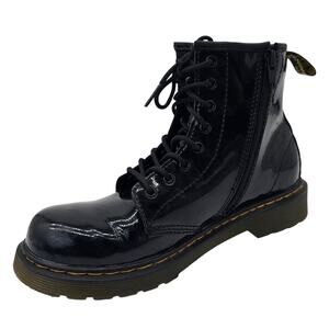Dr. Martens Jaden Boots Black Patent Leather Side Zipper Lace Up Bootie Womens 5